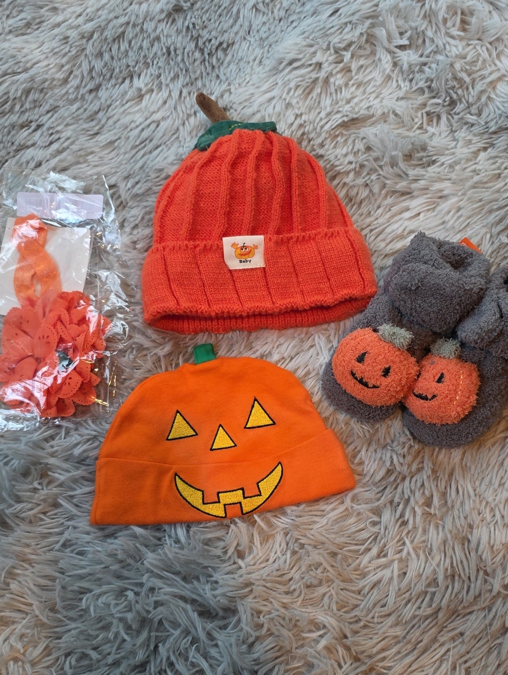 🎃Kids Orange Pumpkin Hat Seasonal Knit & Jack-O'-Lantern Beanies Pumpkin Slippe